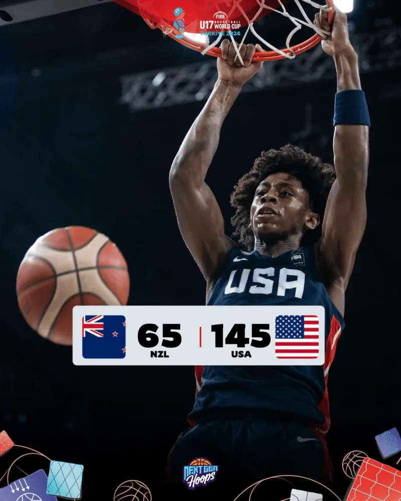 U17男篮世界杯半决赛：美国队145-65积80分击败新西兰队晋级决赛